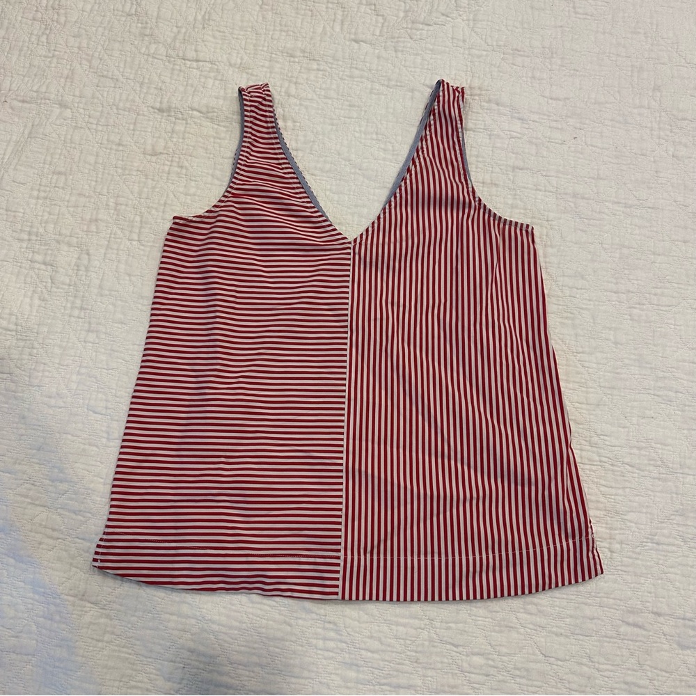 Vineyard Vines Red and White Striped Tank Top Nautical Coastal Sailor Picnic